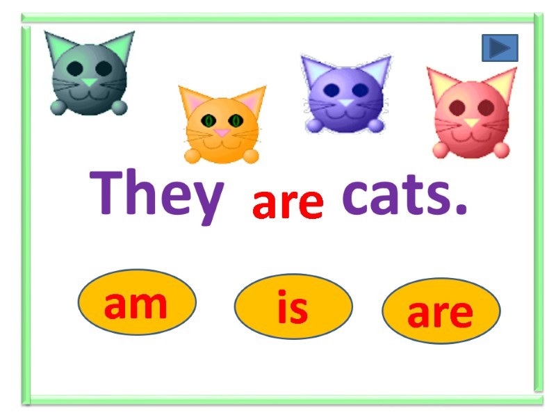 They ….. cats. am is are are